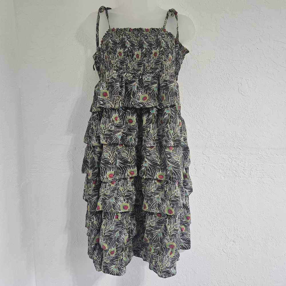 Liberty of London for Target Women's Tiered Short Sundress Sz L Peacock Feather